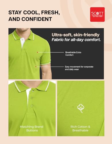 Image of Scott International Cotton Polo T Shirt | Collar Tshirts | Half Sleeves Plain T Shirt | T-Shirt |Tshirt for Men Stylish | Men's Tshirt