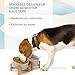SPUNKYJUNKY Kippbarer Hundenapf Keramik Doppel Hund Futternapf mit Bambus Ständer 0° und 15° Neigungswinkel für Haustiere Katzen und Welpen Großes Gesicht Hund (850ml, Grau × 2)