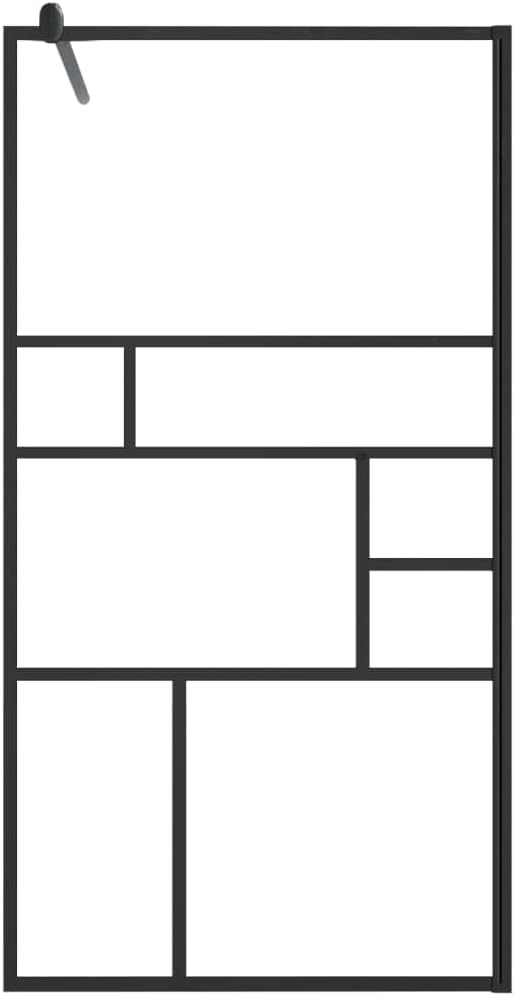 vidaXL Walk-in Shower Wall with Shelf, Bathroom Shower Enclosure, Walk-in Shower Screen, Shower Wall Panel, Black 39.4"x76.8" ESG Glass&Aluminum