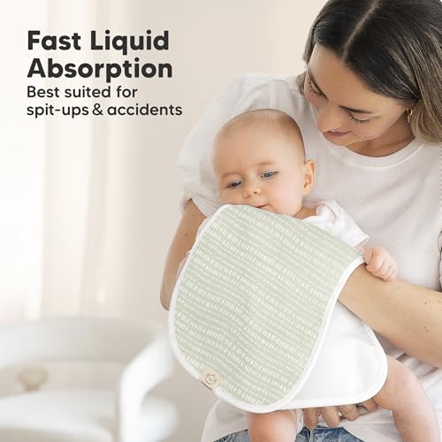 Image of Organic Burp Cloths Baby Boy & Girl - 5-Pack Super Absorbent Cotton Burping Cloths for Babies, Soft & Plush Newborn Spit Up Rags, Infant Towels for Milk Spit Up, Unisex, Large 21 inch x 10 inch (Fall Spores)
