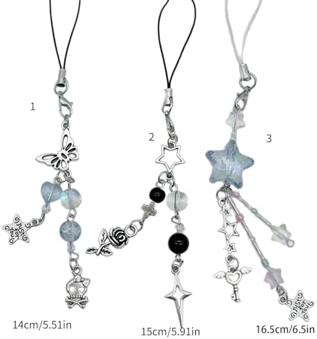 hogtnd Star Bead Pendant Phone Straps Lanyard Pocket Keychain Strap Backpack Charm Car Decoration Chain Star Bead Phone Charm Straps Sweet Lanyard for Women Holders for Girls and Women