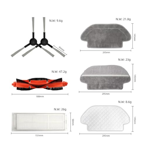 Kompatybilny z Xiaomi Mi Robot Mop próżniowy Pro 3C 2S STYTJ02YM zapasowy filtr Hepa boczna osłona szczotki głównej uchwyt na mopa akcesoria części(SET 3)