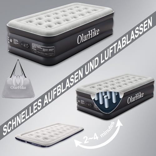 OlarHike Luftbett 1 Person, Luftmatratze Selbstaufblasend mit Integrierter Pumpe, Selbstaufblasbare Gästebett, Gästematratze, Aufblasbare Matratze für Camping oder Heimgebrauch - 198 x 102 x 46 cm