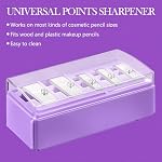Honoson 2 Pcs 5 Hole Cosmetic Long Point Manual Pencil Sharpener with Plastic Lid Makeup Eyeliner Pencil Sharpener (Purple) - Image 4