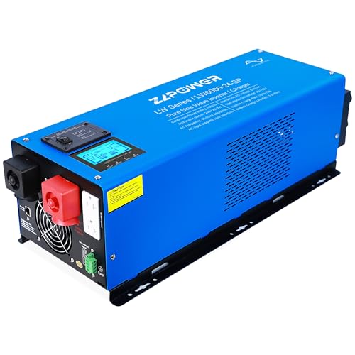 ZLPOWER 6000W 24V Pure Sine Wave Inverter, 18000W Surge, 240V AC Input, Split Phase 120V/240V AC Output, Off-Grid Low Frequency Inverter with LCD Display & Battery Charger for Home, RV