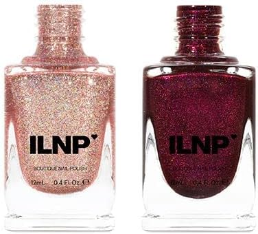 Metallic Rose Gold & Deep Raspberry Holographic Duo