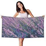 FBGHHTY Toalla de playa ligera con estampado de campo de lavanda morada...