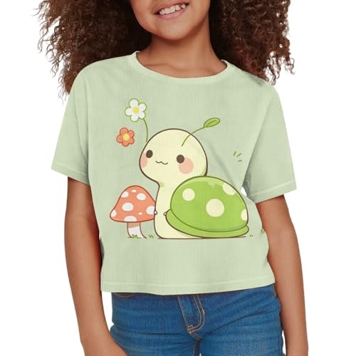 Girls Fashion Crewneck Tee Shirts Casual Short Sleeve Crop Top Summer Outfits 5-14 Year3
