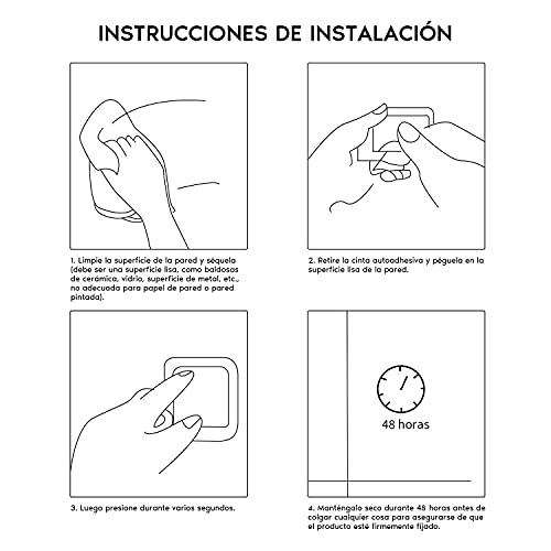 YIGII Estanteria Baño Adhesivo - Estanteria Ducha sin Taladro Rectangular Estantes para Pared Negro - imagen 6