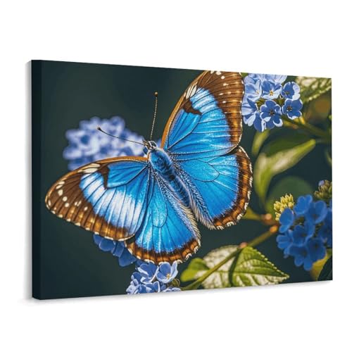 Toile murale papillons bleus 40x30 cm de qualité premium pour salon