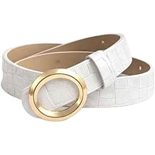 Kadın Kroko Desenli Suni Deri Kemer - Yuvarlak Altın Tokalı Şık Moda Aksesuarı (Kahverengi/Beyaz/Siyah Se&ccedil;enekli)