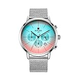  Herren Uhr Für Quarzuhr Herren Mit 6 Zeigern, Wasserdichtes Multifunktionales Verschleißfestes Kratzfestes Maschenarmband