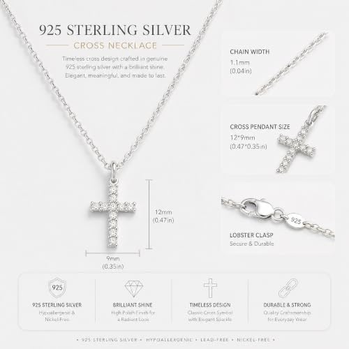 Goldegg 925 Sterling Silver Plated Cubic Zirconia Cross Necklace for Women by Goldegg - Used condition - Image 4