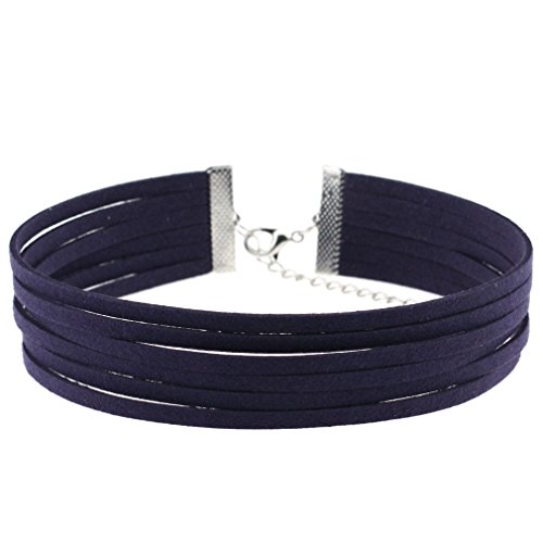 Blausky 2 Stück Halskette Damen,Mehrschichtig Gotisch Choker aus Wildleder Vintage Halsband Kette Schmuck Verstellbar Lolita Kostüm Zubehör für...