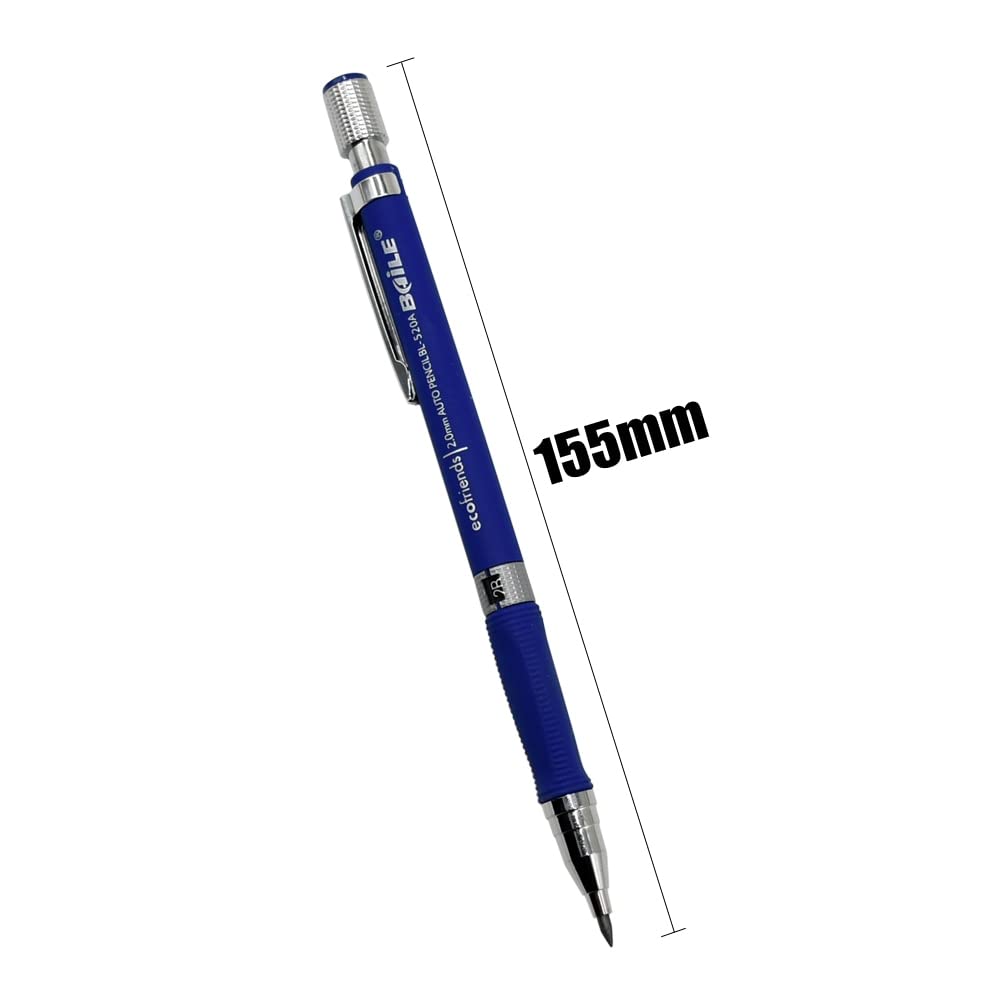 Ołówki 2 szt., końcówka do pisania 2,0 mm, automatyczny ołówek do rysowania, malowania, czarny wkład, artykuły szkolne i biurowe (A) (żółty)