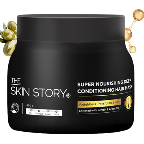 Image of The Skin Story Argan Oil Hair Mask | Nourishing Deep Conditioning smoothening | For Frizzy, Dry, Damaged, Chemically Treated Hair | With Keratin & Vitamin E | Spa Cream for Straight or Curly hair | Sulphate Free Paraben Free (450g)