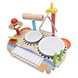 Oreilet Batería para Niños Pequeños, Atrilpara Piano, Instrumento de Percusión con Piano y Batería, Juguetes Educativos Musicales de Aprendizaje Temprano para Niños de 1 a 3 Años
