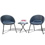 domi outdoor living 3 Pieces Patio Set Outdoor Wicker Bistro Set All-Weather Patio Furniture w/ 2...
