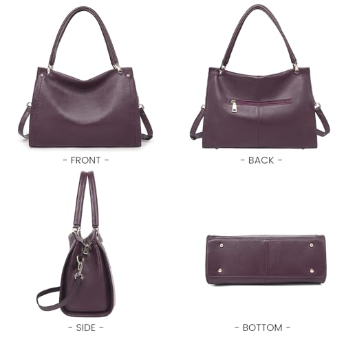 Image of KOGTLA Medium Genuine Leather Tote Handbags for Women, Ladies Soft Satchel Shoulder Purses, Two-Handle Hobo Bags