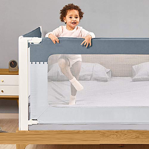 Protector de riel de cama de bebé extra alto y lavable con parachoques de seguridad anticaídas 5