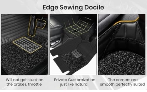 Image of 9D Car Floor Mat for Mahindra XEV 9S EV 7 Seater3R CS | Waterproof | Anti-Slip | Luxury Premium Leather Car Mat | Full Coverage | All Weather | Custom Fitted Car Foot Mats - Black with Silver