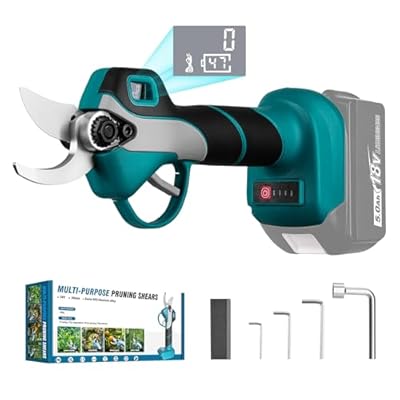 ZUYIYI Cordless Electric Pruning Shears for Makita 18V Battery, Brushless Portable Pruner 1.2'' (30mm) Cutting Diameter w/LED Display, 4 Wrenches for Gardening Tree Branch (Battery NOT included)