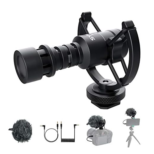 SYNCO Microfono direzionale su fotocamera, DSLR Videomic, microfono esterno 3,5 mm TRS/TRRS con protezione antivento per Canon Sony Nikon Panasonic Camcorder Smartphone cellulare Mic-M1S