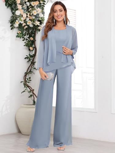 3 Piece Mother of The Bride Pant Suits for Wedding Chiffon Jackets Formal Pantsuits for Women Dressy2