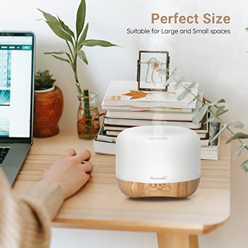 Homeweeks 300Ml Essential Oil Diffuser, Quiet Aromatherapy Mist Diffusers For Essential Oils, Wood Grain Ultrasonic Oil Diffuser With Remote Control,Timer, 7 Colors Light For Bedroom (300Ml) #TOP3