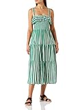 vestidos rayas blanco y negro para niñas Con tablas en la falda. Springfield Vestido Midi Rayas, Verde, Estándar para Mujer