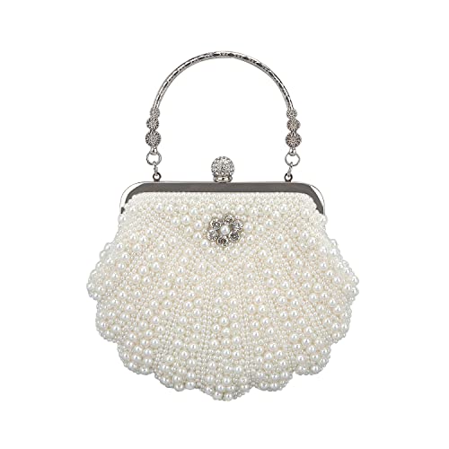 Bolso de mano tipo clutch para mujer de Oweisong con perlas, ideal para bodas, fiestas y eventos formales miniatura 1