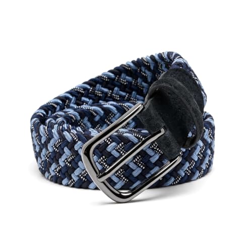 Image of Men's Stretch Braided Elastic Woven Canvas Golf Belt, multicolor,1 3 /8 inch