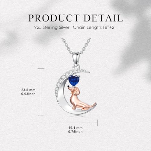 Image of PROESS Animal Birthstone Necklace 925 Sterling Silver Otter /Axolotl /Hippo /Elephant /Dachshund /Monkey /Red Panda Pendant Necklace Animal Birthstone Jewelry Gifts for Women