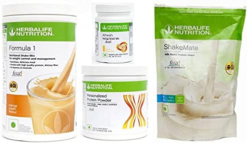 HERBALIFE WEIGHT LOSS SUPER COMBO OF FORMULA 1 NUTRITIONAL ORANGE CREAM SHAKE MIX + PPP 200 + SHAKEMATE + AFRESH LEMON Combo (4 PCS)