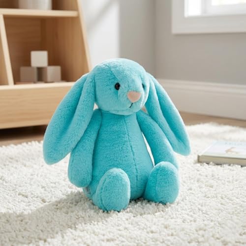 Image of Mirada Cute Turquoise Bunny Soft Toy for Girls /Kids | Huggable Rabbit with Long Ears | Soft Stuffed Plush Animal |- 23cm