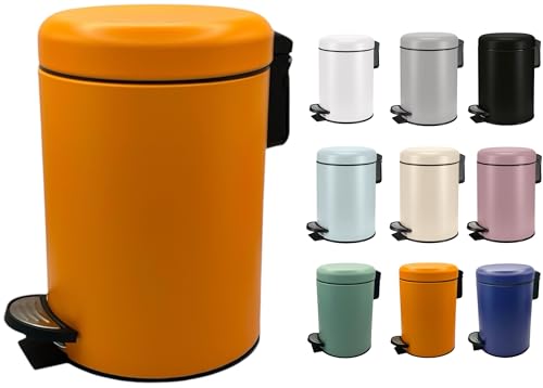 KW Soft Shade Small Round Pedal Bin 3ltr (Orange, 3 Ltr)