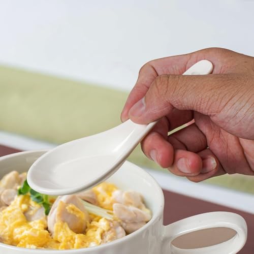 Miniatura 6 de Latrat 6 Cucharas Sopa De Cerámica, Cucharas Soperas, Juego De Cucharas De Porcelana, Cucharas De Servir Para Cuencos De Arroz, Ramen, Entrantes, Postres, Blanco