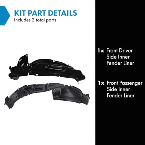 Image of TRQ Front Inner Fender Liner Set Compatible with 2007-2009 Toyota FJ Cruiser TO1250123 TO1251123