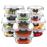 C CREST Food Storage Glass Containers Set of 12 with Locking Lids, Multi-Size, Airtight Seal for Freshness, Perfect for Meal Prep and Storage