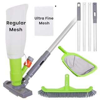 Sepetrel Deluxe Swimming Pool Cleaning Kit with Spa Jet Vacuum Cleaner,Brush, Semi-deep Skimmer Net & Adjustable 57.5-inch Pole,Ideal for Cleaning Above Ground,Inflatable Pools