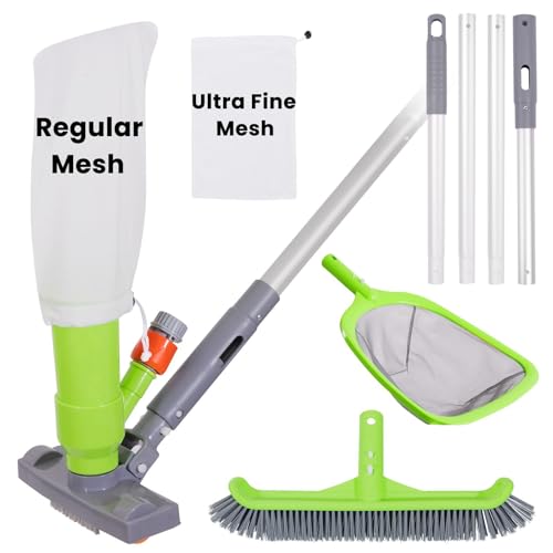 Sepetrel Deluxe Swimming Pool Cleaning Kit with Spa Jet Vacuum Cleaner,Brush, Semi-deep Skimmer Net & Adjustable 57.5-inch Pole,Ideal for Cleaning Above Ground,Inflatable Pools