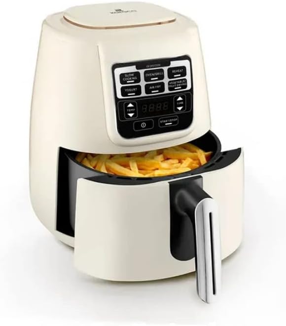 Air Cook XL 2 in 1 Airfryer, 1550W Power, 6 Cooking Functions, Large Meal Volume with Less Fat, Odourless and Smokeless Cooking, User Friendly Display, Adjustable Time, Starlight, 4L