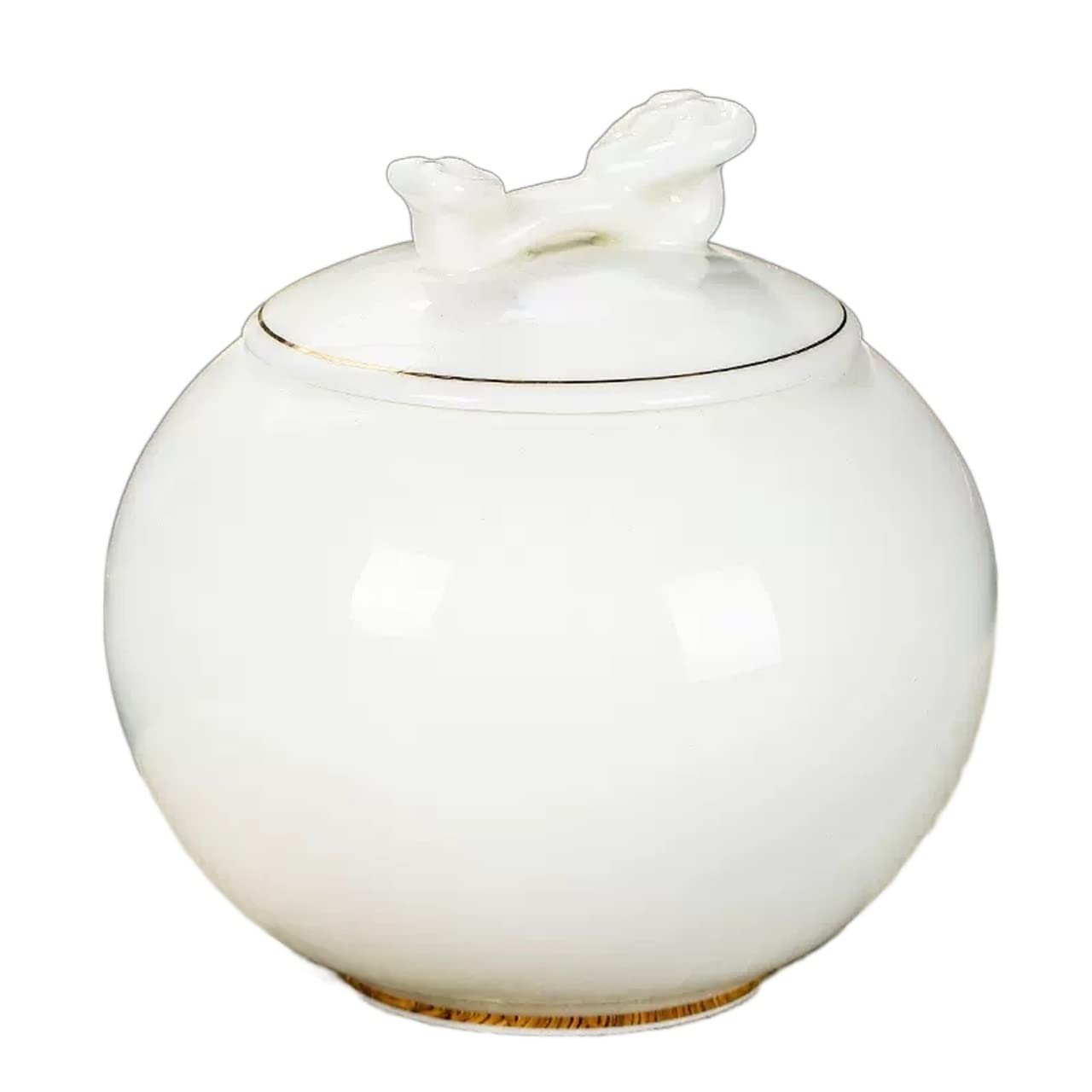HLHLOP777 Kitchen Storage Jar Porcelain Tea Canister for Loose, Airtight Dehua Sheep Fat Jade White Caddy, Enamel Sealed Storage Tank 900 ML ﻿ Leaf Tea Jar(White)