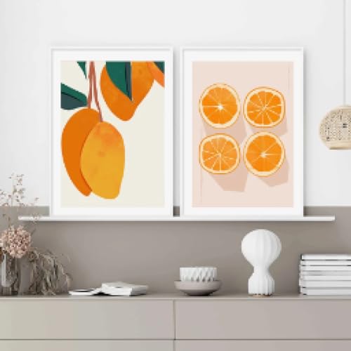 Peinture nordique mangue orange fruit pour décoration murale de salon moderne