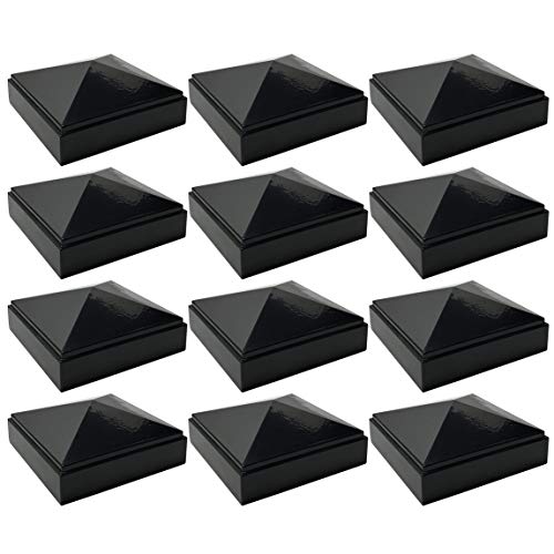3" x 3" Aluminium Pyramid Post Cap for Metal Posts - Pressure Fit - Black (12 Pack)
