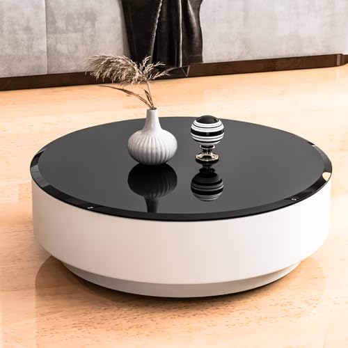 Image of Tempered Glass Round Table Top 31.9 Inch Diameter, 1 /2 inch Thick, Heavy-Duty Safety Glass Circle for Dining Table, Desk, Patio Base Replacement-Black