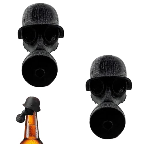 2 tapones para botellas de cerveza, tapón de botella de cerveza, casco con máscara, cierre de botella de cerveza con diseño de máscara de gas, ideal para colección y regalo, protección contra el polvo