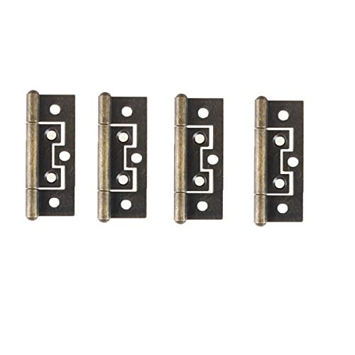 Antrader Lot de 4 charnières de porte non mortaisées, charnières de porte de placard, matériel de meubles de maison avec vis de montage, ton bronze Cover