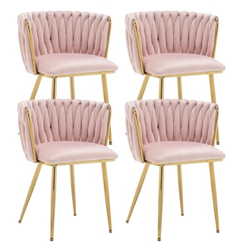 Kiztir Pink Velvet Dining Chairs Set of...