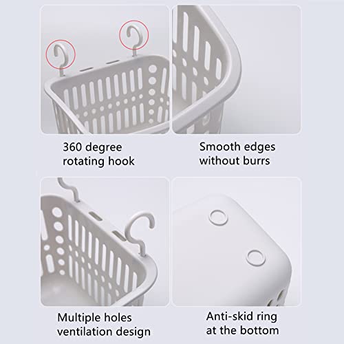 Doitxue 3Pcs Hanging Plastic Storage Basket/Laundry Basket Plastic/Baskets For Organizing, Bathroom Kitchen Dorm Room Bedroom Small Storage Basket 8.5" × 6.7" × 5.3" (Beige) #TOP4